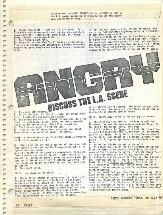 ANGRY SAMOANS Metal Mike Scrapbook 1980 – P.J. Galligan on Lead Guitar Page 19